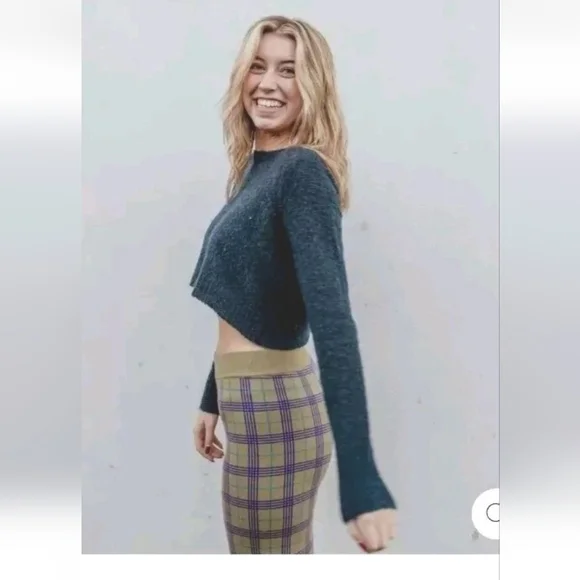 DAYDREAMER Joggers Sweatpants Olive Plaid Athleisure Womens Sz Large - Picture 3 of 8